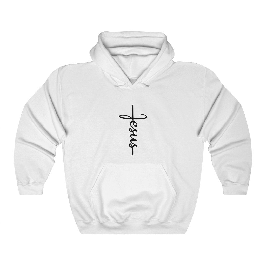 Jesus Cross Hoodie Hoodie Printify White L 