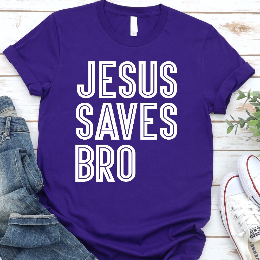 Jesus Saves Bro Shirt T-shirt teelaunch Purple S 