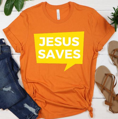 Jesus Saves Shirt T-shirt Lord is Light Orange S 
