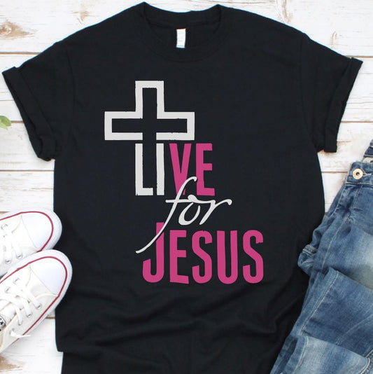 Live For Jesus Shirt T-shirt Lord is Light Black S 