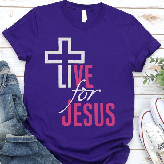 Live For Jesus Shirt T-shirt Lord is Light Purple S