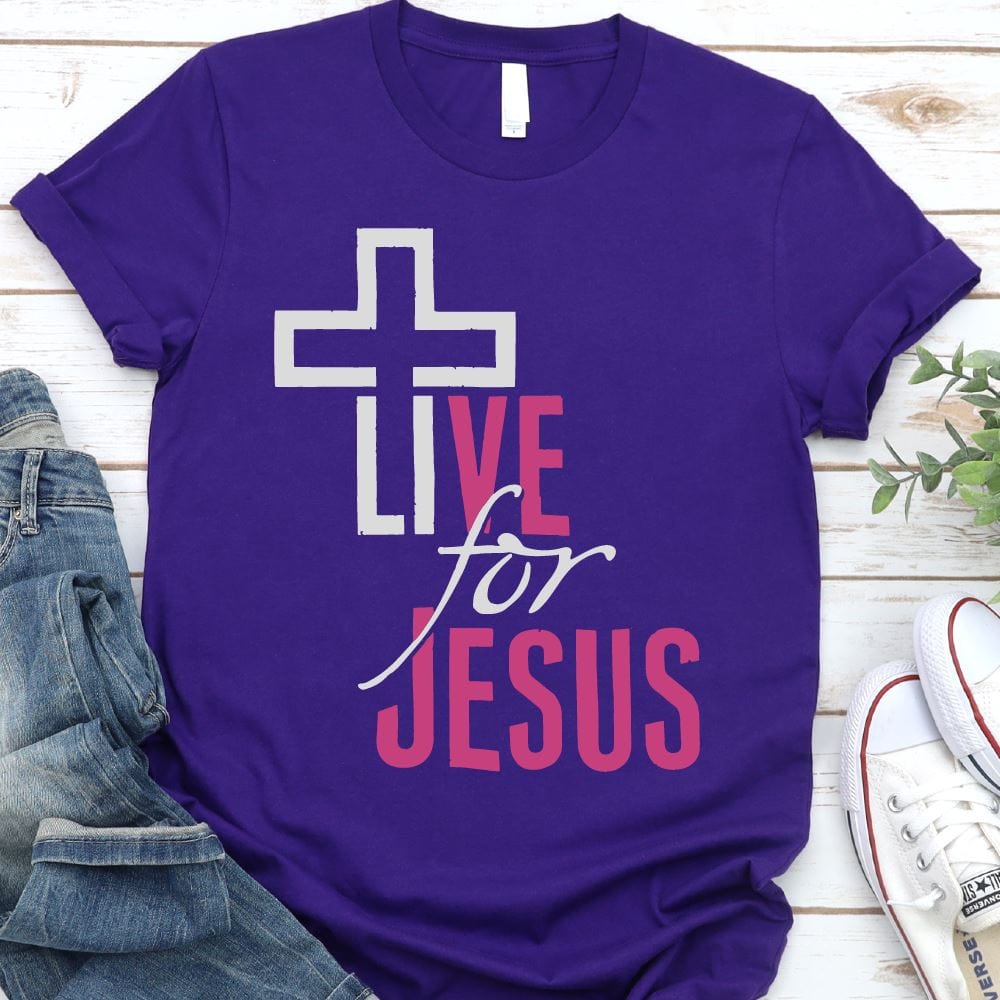 Live For Jesus Shirt T-shirt Lord is Light Purple S 