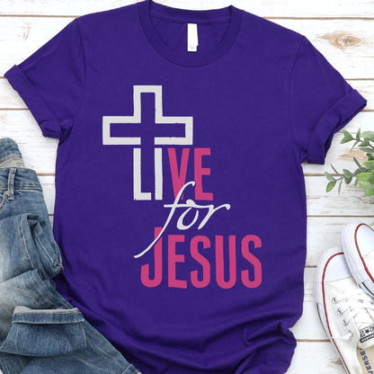 Live For Jesus Shirt T-shirt Lord is Light Purple S 